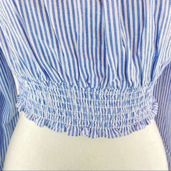 Sportsgirl Stripe Off Shoulder Crop Top Size 16 - Picture 4 of 9